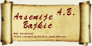 Arsenije Bajkić vizit kartica
